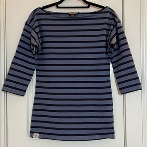 Rugby Ralph Lauren, Boat Neck, 3/4 Arm Lenth Top, Medium, Blue Navy Stripe